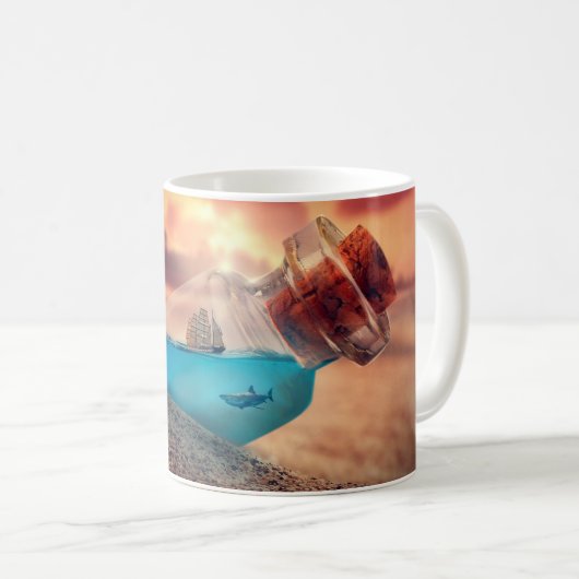 Mug Navire et requin dans la bouteille (Devant droit)