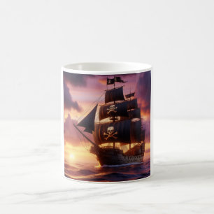 Mug Navire pirate au lever/coucher du soleil