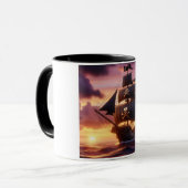 Mug Navire pirate au lever/coucher du soleil (Devant gauche)