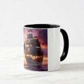 Mug Navire pirate au lever/coucher du soleil (Devant droit)