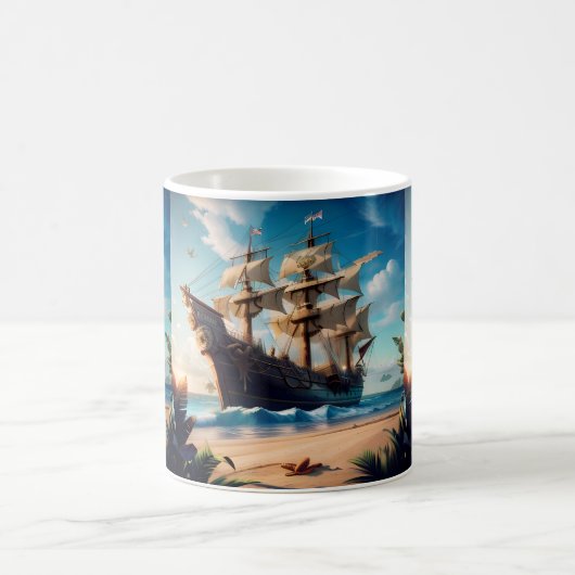 Mug Navire pirate de plage tropicale (Centre)