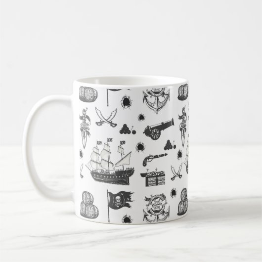 Mug Navires, Canons, épées et vin Pirate Thème (Gauche)
