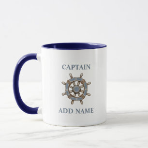 Mug Navires nautiques Helm de roue Personnalisé Nom du