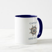 Mug Navires nautiques Helm de roue Personnalisé Nom du (Devant droit)
