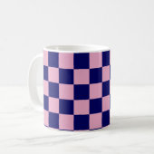 Mug Navy Blue and Light Pink Checkerboard Pattern (Devant gauche)