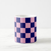 Mug Navy Blue and Light Pink Checkerboard Pattern (Centre)