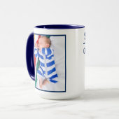 Mug Navy Blue Baby Boy Photo Birth Record Stat (Devant gauche)