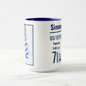Mug Navy Blue Baby Boy Photo Birth Record Stat (Centre)
