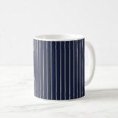Mug Navy Blue Classique Rayures Ivory Mince (Devant droit)