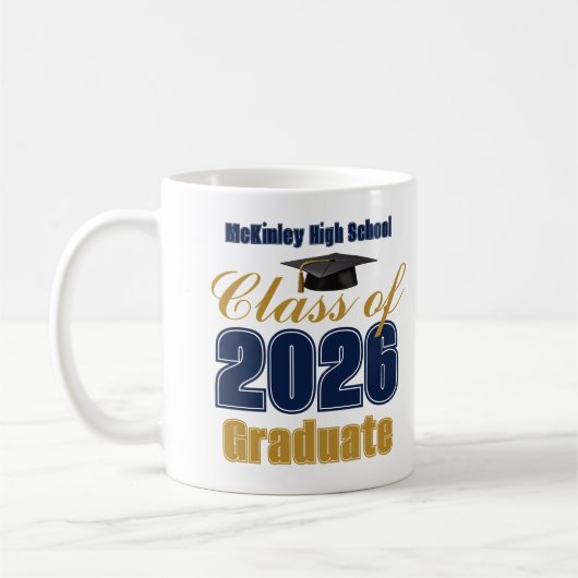 Mug Navy Blue Gold Class of 2026 Graduation (Gauche)