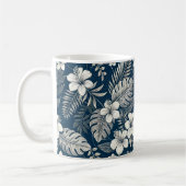 Mug Navy Blue Hibiscus Monstera Tropical Botanical (Gauche)