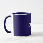 Mug Navy Blue Template, White Text, Customizable, (Gauche)