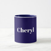 Mug Navy Blue Template, White Text, Customizable, (Centre)