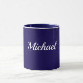 Mug Navy Blue Template, White Text, Customizable, (Centre)