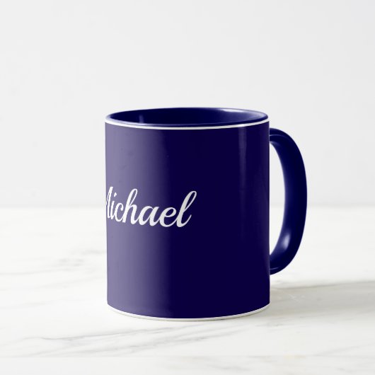 Mug Navy Blue Template, White Text, Customizable, (Devant droit)
