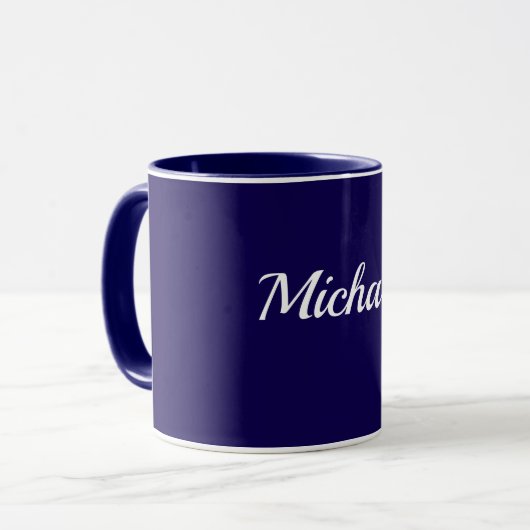 Mug Navy Blue Template, White Text, Customizable, (Devant gauche)