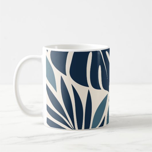 Mug Navy Blue Tropical Leaf Silhouette (Gauche)