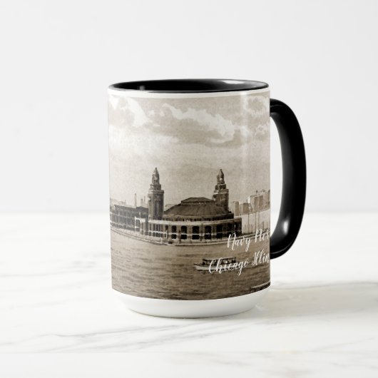 Mug Navy Pier Chicago 1920 Aquarelle SEPIA ART (Devant droit)