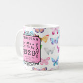 Mug Né 1929 90e Anniversaire Papillons Ajouter Votre N (Devant gauche)