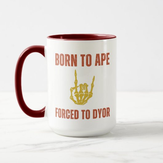 Mug Né à APE forcé à DYOR | Drôle Humour Crypto (Gauche)