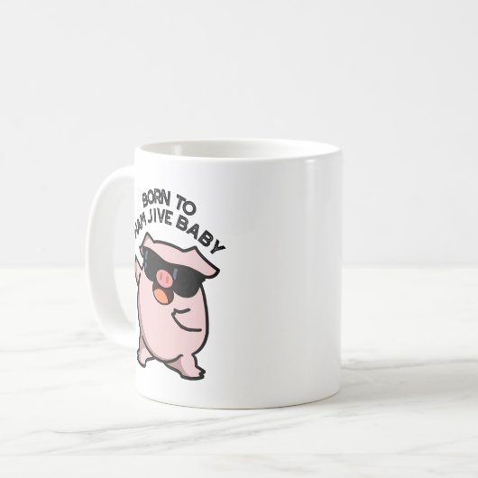 Mug Né À Jambon Jive Bébé Drôle Pun de porc (Devant gauche)