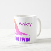 Mug Né à la nage, nageur libre, personnalisé (Devant droit)