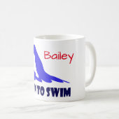 Mug Né à la nage, nageur libre, personnalisé (Devant droit)