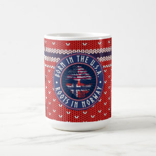 Mug "Né aux États-Unis · Racines en Norvège" Bleu avec