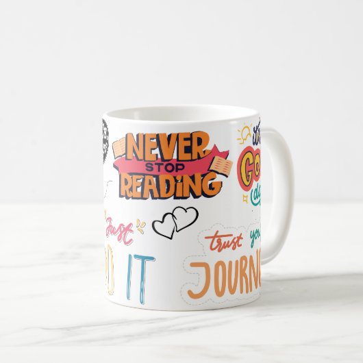 Mug ne cessez jamais de lire, faites-le (Devant droit)
