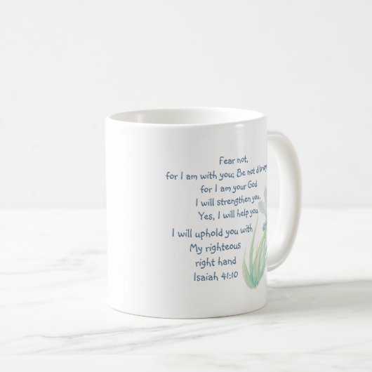 Mug Ne craignez pas, Écriture Isaïe libellule Bleu, Ve (Devant droit)
