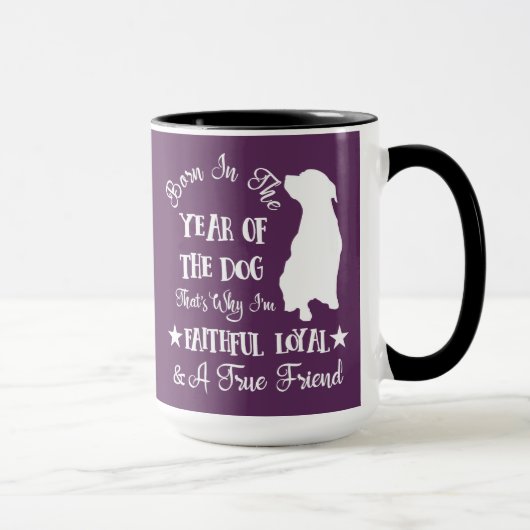 Mug Né dans l'année chinoise du chien signe Zodiac (Droite)