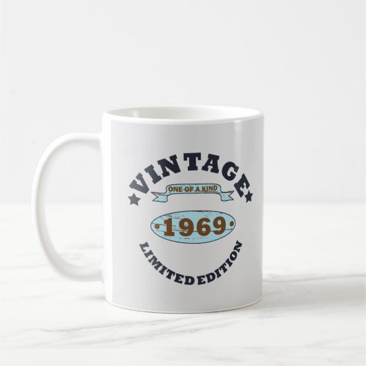 Mug Né en 1969 cadeau d'anniversaire vintage (Gauche)