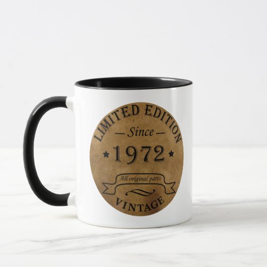 Mug né en 1972 anniversaire vintage (Gauche)