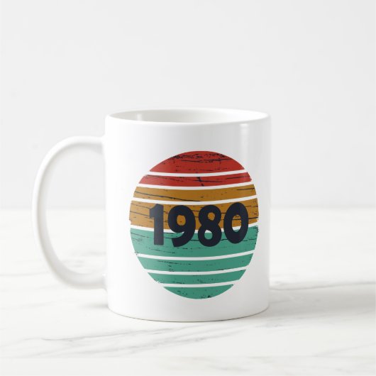 Mug Né en 1980 cadeau d'anniversaire vintage (Gauche)