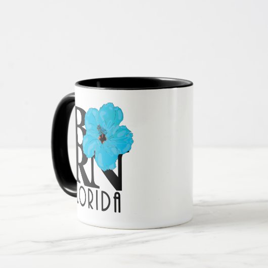Mug NÉ Floride Hibiscus bleu 11oz (Devant gauche)