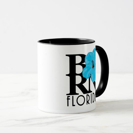 Mug NÉ Floride Hibiscus bleu 11oz (Devant droit)
