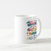 Mug Ne jamais sous-estimer l'autisme maman arc-en-ciel (Devant droit)