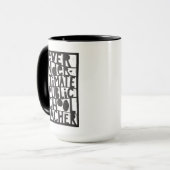 Mug Ne jamais sous-estimer le Linocut des enseignants  (Devant gauche)