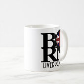 Mug NÉ Liverpool Angleterre (drapeau britannique) 11oz (Devant droit)