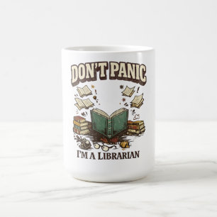 Mug Ne paniquez pas, je suis bibliothécaire, conceptio