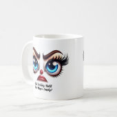 Mug Ne parlant pas, yeux fabuleux visage drôle (Devant gauche)