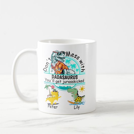 Mug Ne pas gâcher avec dadasaurus été 2 enfants (Gauche)