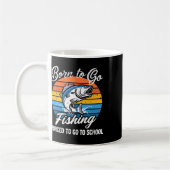 Mug Né pour aller pêcher à l'école forcée drôle de gar (Gauche)