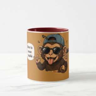 Mug Né pour causer des ennuis   Café sarcastique drôle