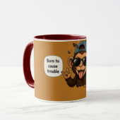 Mug Né pour causer des ennuis | Café sarcastique drôle (Devant gauche)