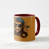 Mug Né pour causer des ennuis | Café sarcastique drôle (Devant droit)