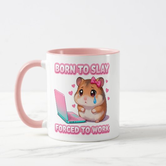 Mug Né pour déchirer, forcé à travailler Drôle Triste (Gauche)