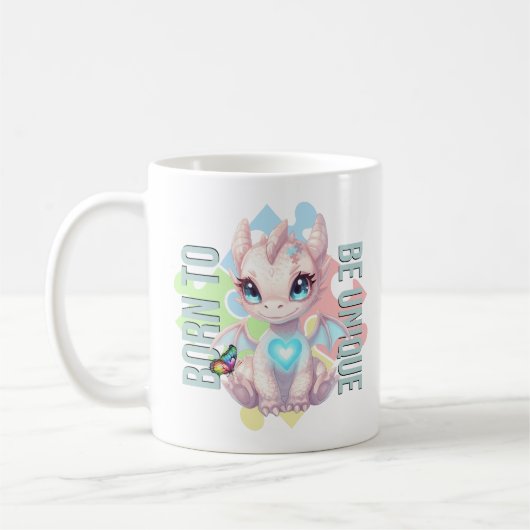 Mug Né pour être unique - Dessin de dragon - Sensibili (Gauche)