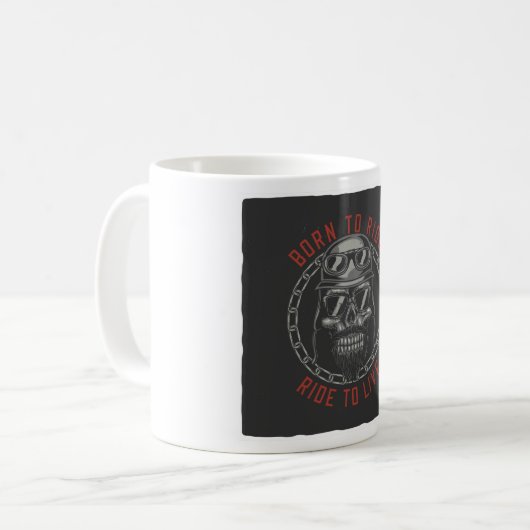 Mug Né pour faire du vélo de crâne Ride pour vivre (Devant gauche)