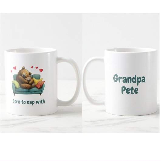 Mug Né pour faire la sieste avec Papi, Cadeau d'annive